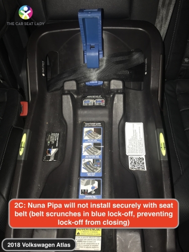 2018 Volkswagen Atlas Nuna Pipa won't install securely in 2C w seat belt